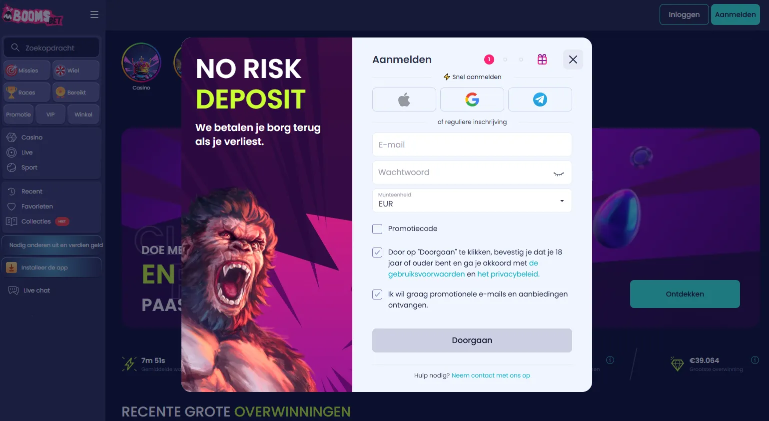 Booms Bet uitbetaling promo code